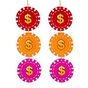 Linked Casino Chip Earrings